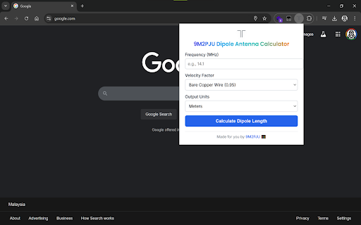 9M2PJU Dipole Antenna Calculator from Chrome web store to be run with OffiDocs Chromium online 9M2PJU Dipole Antenna Calculator from Chrome web store to be run with OffiDocs Chromium online
