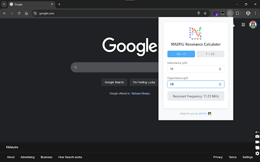9M2PJU Resonance Calculator from Chrome web store to be run with OffiDocs Chromium online 9M2PJU Resonance Calculator from Chrome web store to be run with OffiDocs Chromium online