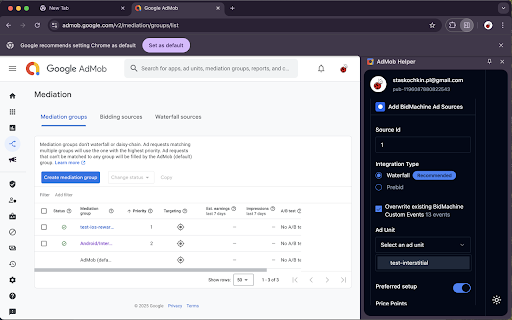 AdMob Helper from Chrome web store to be run with OffiDocs Chromium online AdMob Helper from Chrome web store to be run with OffiDocs Chromium online