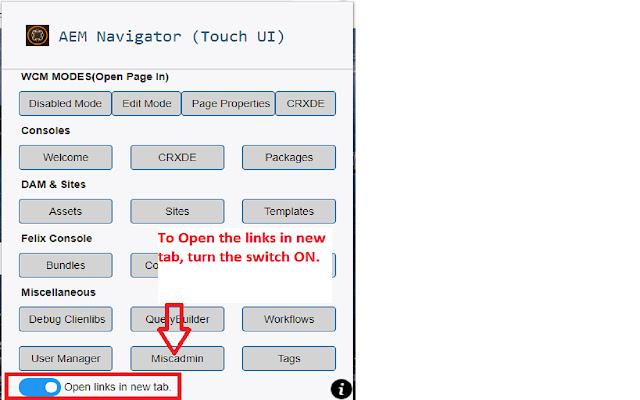 AEM Navigator from Chrome web store to be run with OffiDocs Chromium online AEM Navigator from Chrome web store to be run with OffiDocs Chromium online