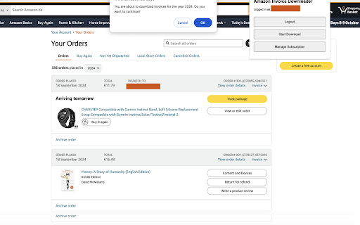 Amazon Invoice Downloader from Chrome web store to be run with OffiDocs Chromium online Amazon Invoice Downloader from Chrome web store to be run with OffiDocs Chromium online