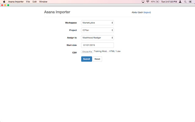 Asana Importer from Chrome web store to be run with OffiDocs Chromium online Asana Importer from Chrome web store to be run with OffiDocs Chromium online