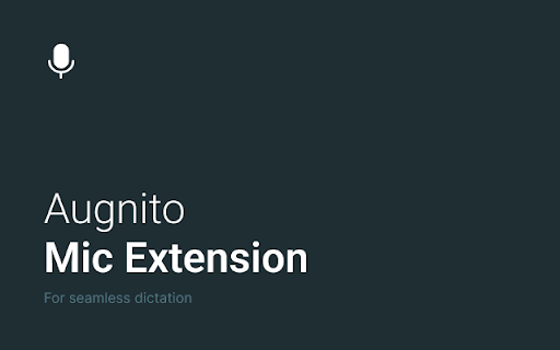 Augnito Mic Extension from Chrome web store to be run with OffiDocs Chromium online Augnito Mic Extension from Chrome web store to be run with OffiDocs Chromium online