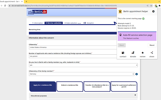 Berlin Appointment Helper from Chrome web store to be run with OffiDocs Chromium online Berlin Appointment Helper from Chrome web store to be run with OffiDocs Chromium online