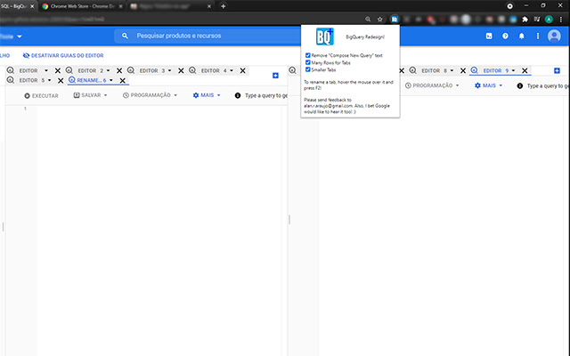 BigQuery Redesign from Chrome web store to be run with OffiDocs Chromium online BigQuery Redesign from Chrome web store to be run with OffiDocs Chromium online