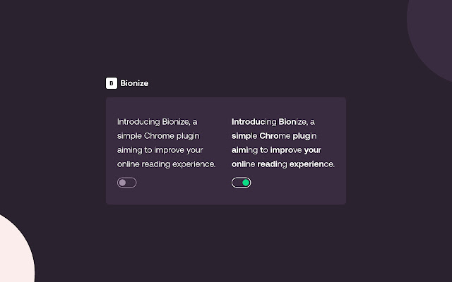 Bionize from Chrome web store to be run with OffiDocs Chromium online Bionize from Chrome web store to be run with OffiDocs Chromium online