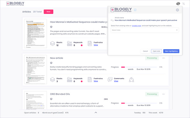 Blogely content marketing software from Chrome web store to be run with OffiDocs Chromium online Blogely content marketing software from Chrome web store to be run with OffiDocs Chromium online