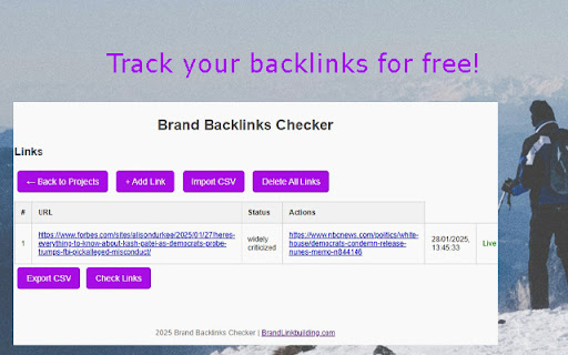 Brand Backlinks Checker from Chrome web store to be run with OffiDocs Chromium online Brand Backlinks Checker from Chrome web store to be run with OffiDocs Chromium online