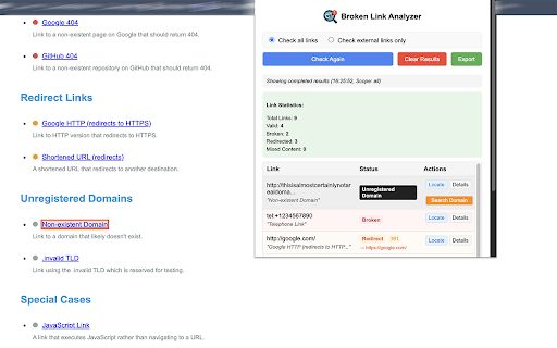Broken Link Analyzer from Chrome web store to be run with OffiDocs Chromium online Broken Link Analyzer from Chrome web store to be run with OffiDocs Chromium online