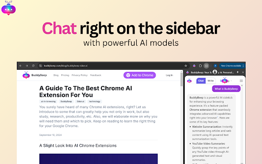 BuddyBeep: Your Everyday AI Personal Assistant from Chrome web store to be run with OffiDocs Chromium online BuddyBeep: Your Everyday AI Personal Assistant from Chrome web store to be run with OffiDocs Chromium online