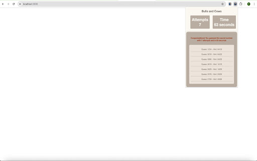 Bulls and Cows Game from Chrome web store to be run with OffiDocs Chromium online Bulls and Cows Game from Chrome web store to be run with OffiDocs Chromium online