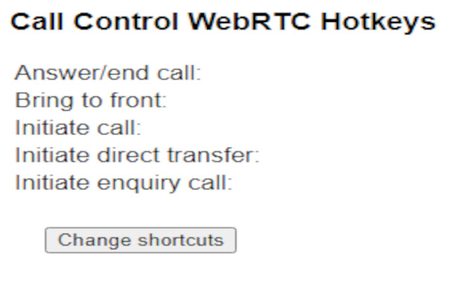 Call Control WebRTC Hotkeys from Chrome web store to be run with OffiDocs Chromium online Call Control WebRTC Hotkeys from Chrome web store to be run with OffiDocs Chromium online
