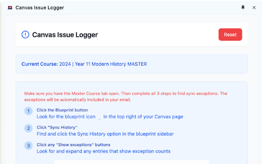 Canvas Issue Logger from Chrome web store to be run with OffiDocs Chromium online Canvas Issue Logger from Chrome web store to be run with OffiDocs Chromium online