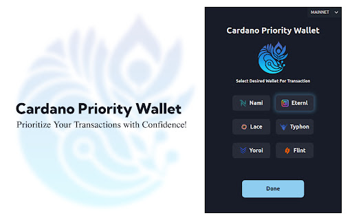 Cardano Priority Wallet from Chrome web store to be run with OffiDocs Chromium online Cardano Priority Wallet from Chrome web store to be run with OffiDocs Chromium online