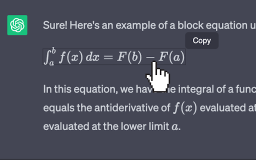 ChatGPT Equation Renderer from Chrome web store to be run with OffiDocs Chromium online ChatGPT Equation Renderer from Chrome web store to be run with OffiDocs Chromium online