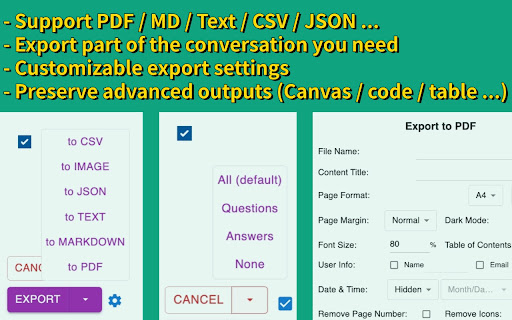 ChatGPT Exporter ChatGPT to PDF, MD, and more from Chrome web store to be run with OffiDocs Chromium online ChatGPT Exporter ChatGPT to PDF, MD, and more from Chrome web store to be run with OffiDocs Chromium online
