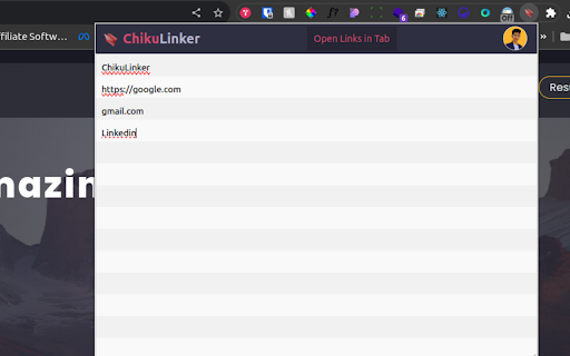 Chiku Linker Open Links in Tab from Chrome web store to be run with OffiDocs Chromium online Chiku Linker Open Links in Tab from Chrome web store to be run with OffiDocs Chromium online