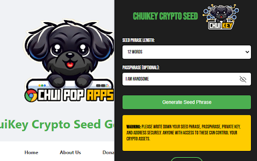ChuiKey Crypto Seed Phrase Generator from Chrome web store to be run with OffiDocs Chromium online ChuiKey Crypto Seed Phrase Generator from Chrome web store to be run with OffiDocs Chromium online