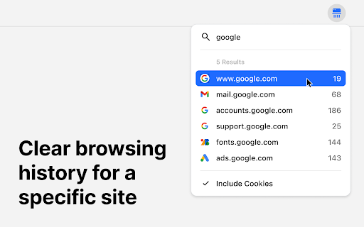 Clear History by Site from Chrome web store to be run with OffiDocs Chromium online Clear History by Site from Chrome web store to be run with OffiDocs Chromium online