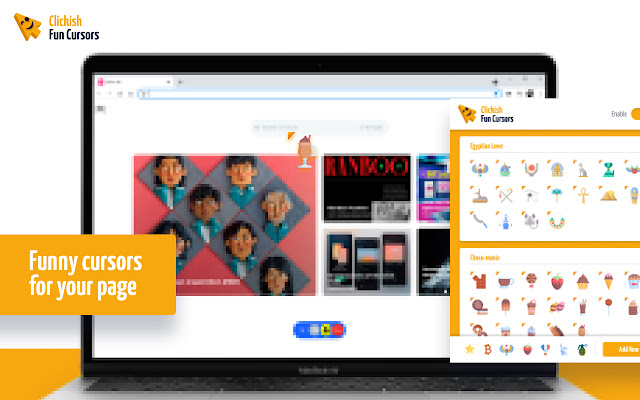 Clickish fun cursors from Chrome web store to be run with OffiDocs Chromium online Clickish fun cursors from Chrome web store to be run with OffiDocs Chromium online