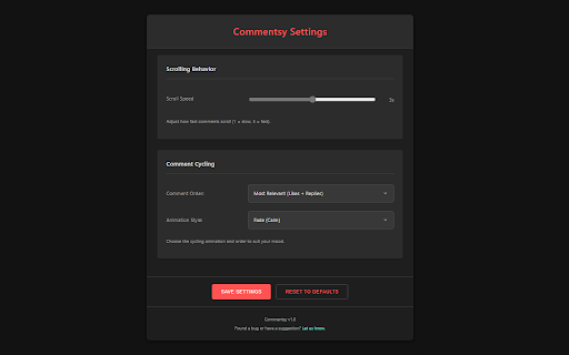 Commentsy from Chrome web store to be run with OffiDocs Chromium online Commentsy from Chrome web store to be run with OffiDocs Chromium online