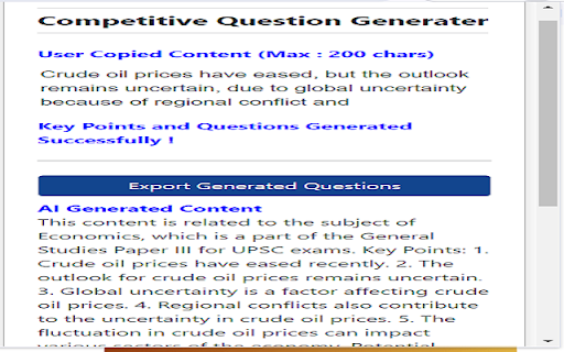 Competitive Question Generater from Chrome web store to be run with OffiDocs Chromium online Competitive Question Generater from Chrome web store to be run with OffiDocs Chromium online