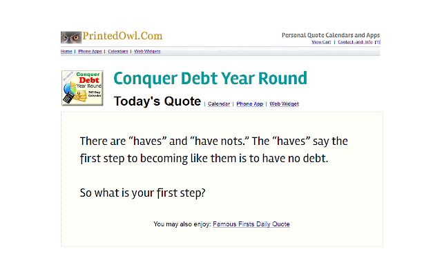Conquer Debt Year Round from Chrome web store to be run with OffiDocs Chromium online Conquer Debt Year Round from Chrome web store to be run with OffiDocs Chromium online