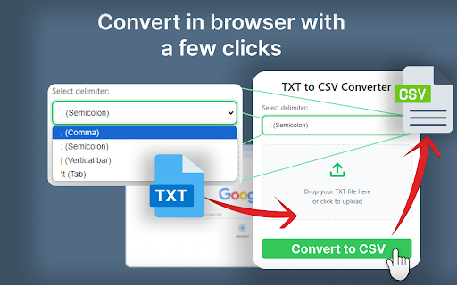 Convert TXT to CSV from Chrome web store to be run with OffiDocs Chromium online Convert TXT to CSV from Chrome web store to be run with OffiDocs Chromium online