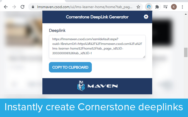 Cornerstone DeepLink Generator from Chrome web store to be run with OffiDocs Chromium online Cornerstone DeepLink Generator from Chrome web store to be run with OffiDocs Chromium online