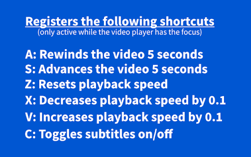 Coursera Additional Video Shortcuts from Chrome web store to be run with OffiDocs Chromium online Coursera Additional Video Shortcuts from Chrome web store to be run with OffiDocs Chromium online