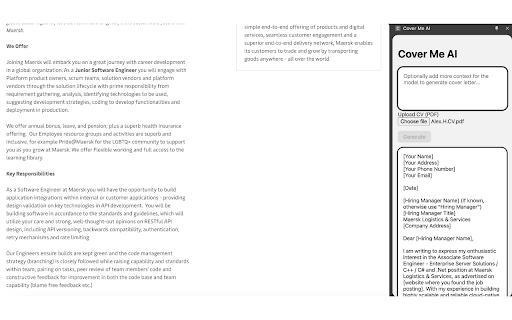 Cover Me AI: Cover Letter Generator from Chrome web store to be run with OffiDocs Chromium online Cover Me AI: Cover Letter Generator from Chrome web store to be run with OffiDocs Chromium online
