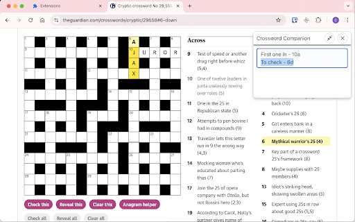 Crossword Companion from Chrome web store to be run with OffiDocs Chromium online Crossword Companion from Chrome web store to be run with OffiDocs Chromium online