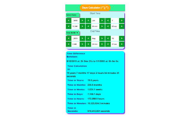 Days Calculator from Chrome web store to be run with OffiDocs Chromium online Days Calculator from Chrome web store to be run with OffiDocs Chromium online