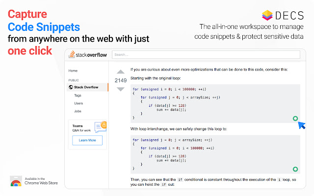 DECS Code Snippets Manager from Chrome web store to be run with OffiDocs Chromium online DECS Code Snippets Manager from Chrome web store to be run with OffiDocs Chromium online