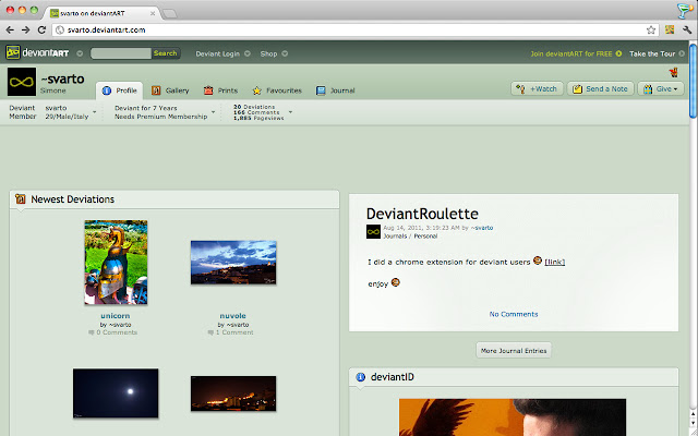 DeviantRoulette from Chrome web store to be run with OffiDocs Chromium online DeviantRoulette from Chrome web store to be run with OffiDocs Chromium online