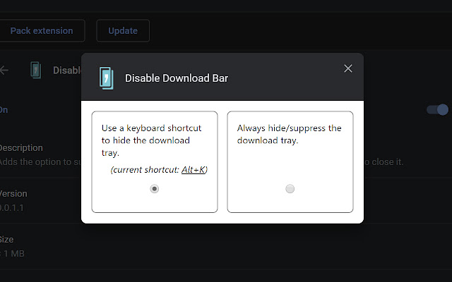 Disable Download Bar from Chrome web store to be run with OffiDocs Chromium online Disable Download Bar from Chrome web store to be run with OffiDocs Chromium online