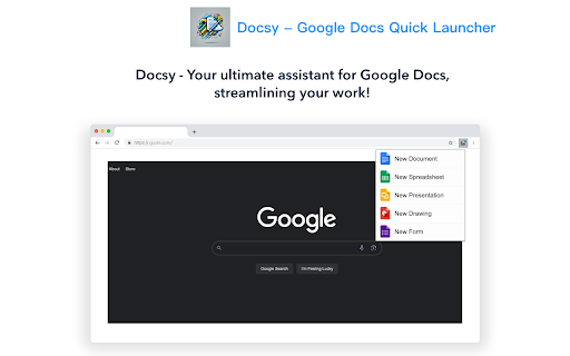 Docsy Google Docs Quick Launcher from Chrome web store to be run with OffiDocs Chromium online Docsy Google Docs Quick Launcher from Chrome web store to be run with OffiDocs Chromium online