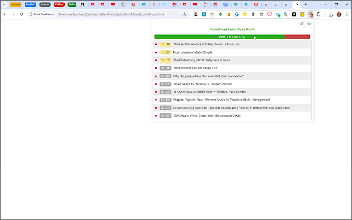 Dont Read Later from Chrome web store to be run with OffiDocs Chromium online Dont Read Later from Chrome web store to be run with OffiDocs Chromium online