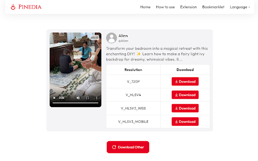Download Pinterest Videos Pinedia from Chrome web store to be run with OffiDocs Chromium online Download Pinterest Videos Pinedia from Chrome web store to be run with OffiDocs Chromium online