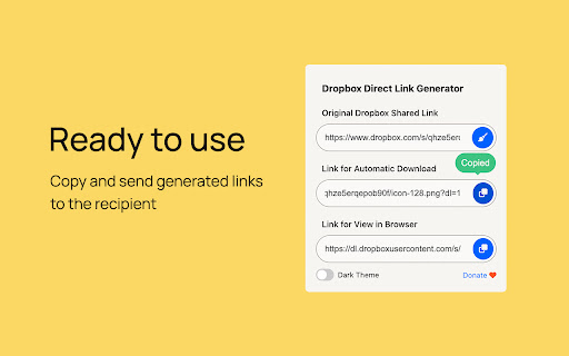 Dropbox Direct Link Generator from Chrome web store to be run with OffiDocs Chromium online Dropbox Direct Link Generator from Chrome web store to be run with OffiDocs Chromium online