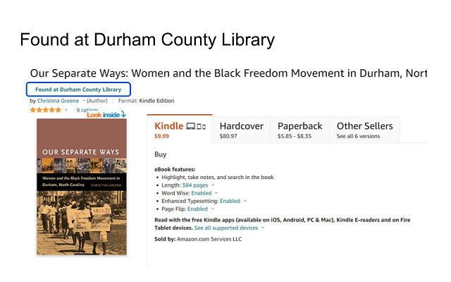 Durham County Library Amazon Browser from Chrome web store to be run with OffiDocs Chromium online Durham County Library Amazon Browser from Chrome web store to be run with OffiDocs Chromium online