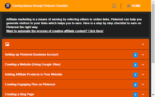 Earning Money through Pinterest Checklist from Chrome web store to be run with OffiDocs Chromium online Earning Money through Pinterest Checklist from Chrome web store to be run with OffiDocs Chromium online