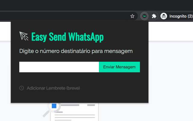 Easy Send WhatsApp from Chrome web store to be run with OffiDocs Chromium online Easy Send WhatsApp from Chrome web store to be run with OffiDocs Chromium online