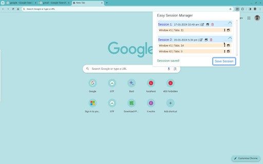 Easy Session Manager from Chrome web store to be run with OffiDocs Chromium online Easy Session Manager from Chrome web store to be run with OffiDocs Chromium online