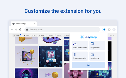 EasySnap – capture your screen fast! from Chrome web store to be run with OffiDocs Chromium online EasySnap – capture your screen fast! from Chrome web store to be run with OffiDocs Chromium online