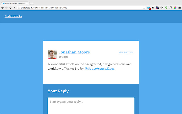 Elaborate.io from Chrome web store to be run with OffiDocs Chromium online Elaborate.io from Chrome web store to be run with OffiDocs Chromium online