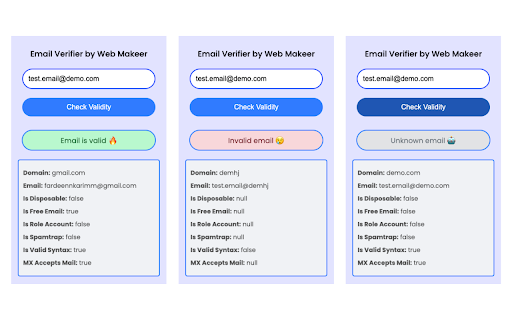 Email Verifier By Web Makeer from Chrome web store to be run with OffiDocs Chromium online Email Verifier By Web Makeer from Chrome web store to be run with OffiDocs Chromium online