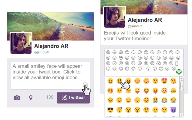 EmojiTwitter from Chrome web store to be run with OffiDocs Chromium online EmojiTwitter from Chrome web store to be run with OffiDocs Chromium online