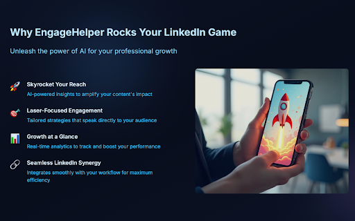 EngageHelper: AI Powered LinkedIn Catalyst from Chrome web store to be run with OffiDocs Chromium online EngageHelper: AI Powered LinkedIn Catalyst from Chrome web store to be run with OffiDocs Chromium online