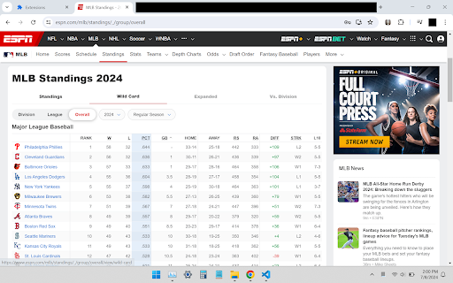 ESPN MLB numbered standings from Chrome web store to be run with OffiDocs Chromium online ESPN MLB numbered standings from Chrome web store to be run with OffiDocs Chromium online